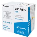 Bobina de cable de red ethernet Cat. 5e UTP CCA de 305 m rígido de color amarillo LCU5-10CC-0305-Y - LN15500 - 02