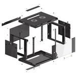 Armario Rack mural 19" 6U F450 600x450x379mm pared desmontado DIY negro Lanberg - WK31500 - 02