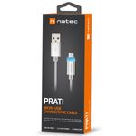 Cable adaptador USB micro USB macho a USB-A macho 2.0 de 1 m LED plata Natec Prati NKA-1209 - NT38500 - 05