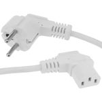 Cable de alimentación IEC-60320 blanco C13-acodado SCHUKO-macho 1.8m - CH08700 - 01
