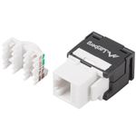 Conector hembra RJ-45 Cat6 de Lanberg KSU6-2000 en color negro y blanco, 22/26 con pines planos - RH11000 - 03