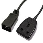 Cable eléctrico British Standard BS-1363-2 a IEC-60320-C20 de 0.4m negro - CL09200 - 02
