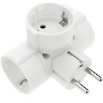 Multiplicador de clavija enchufe schuko triple de color blanco con ángulo - IA09400 - 01