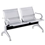 Bancada para sala de espera con sillas ergonómicas plateadas de 2 plazas - WC00200 - 01