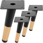 Pack de 4 patas ladeadas para muebles con forma cónica y protección antideslizante de 15cm color negro y dorado - IN11700 - 01