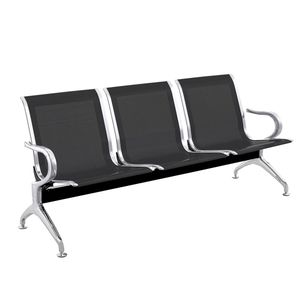 Bancada para sala de espera con sillas ergonómicas negras de 3 plazas