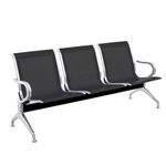 Bancada para sala de espera con sillas ergonómicas negras de 3 plazas - WC01300 - 01