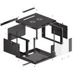 Armario Rack mural 19" 6U F600 600x600x379mm pared desmontado DIY negro Lanberg - WK36400 - 02