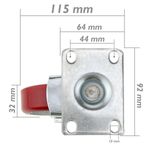 Rueda pivotante industrial de poliuretano y metal sin freno 100 mm - QR04000 - 03
