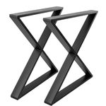 Pies en 'X' para mesa. Patas en acero negro 680 x 80 x 710 mm 2-pack con base horizontal - IP00200 - 06