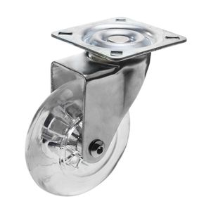 Rueda pivotante industrial de poliuretano y PVC transparente sin freno 75 mm