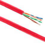 Bobina de cable de red LAN UTP categoría cat.6 23AWG CCA rígido rojo 305 m - LN09500 - 01