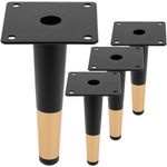 Pack de 4 patas rectas para muebles con forma cónica y protección antideslizante de 15cm color negro y dorado - IN11300 - 01