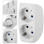 Multiplicador adaptador de clavija enchufe schuko doble blanco - IA08800 - 02