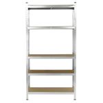 Estanteria metálica galvanizada para almacenar de 5 baldas de madera 90x30x180 cm - IH00600 - 04
