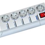 Regleta 6 tomas Schuko, con interruptor, gris, con fusible y gestión por Bluetooth - GB 1009 - 01
