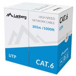 Bobina de cable de red ethernet Cat. 6 UTP CPR de 305 m rígido de color gris fluke tested LCU6-11CU-0305-S - LM12200 - 02