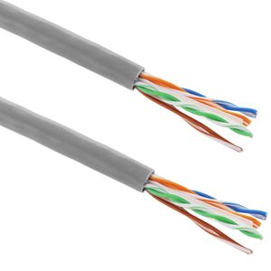Bobina de cable de red ethernet Cat. 6a UTP CCA de 305 m rígido de color gris