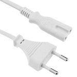 Cable de Alimentación eléctrico IEC-60320 C7 hembra a enchufe bipolar macho de 1,5m blanco - FB10000 - 01