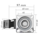 Rueda pivotante industrial de poliuretano y PVC transparente con freno 75 mm - QR00300 - 03