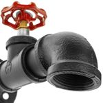 Perchero de pared de acero 1 gancho. Colgador de ropa y toallero de tubo con grifo industrial - IP07700 - 07