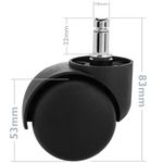 Rueda pivotante de nailon y PVC sin freno 50 mm M10 5 pack - KR02700 - 03