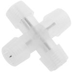 Conector en cruz tubo-tubo de 2 pin para cables de 1 cm de diámetro con protectores y fundas termoretráctiles - NL07300 - 01