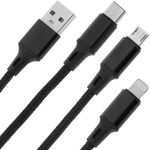Cable de Carga 3 en 1 USB-A 2.0 macho a conectores USB tipo C macho Micro USB macho y conector compatible con Apple - UH12100 - 04