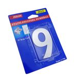 Número 9 en acero inoxidable de 8cm con adhesivo para rotulación - NZ00900 - 02