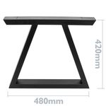 Pies rectangulares para mesita y banqueta Patas en acero negro 480 x 60 x 420 mm 2-pack - IP02200 - 03