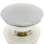 Válvula de desagüe 9cm con rebosadero. Tapón para lavabo y baño universal G1-1/4 cromado - KS10200 - 06