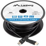 Cable óptico HDMI V2.1 de Lanberg macho a macho de 30 m color negro CA-HDMI-30FB-0300-BK - HG17100 - 02