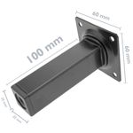Pies cuadrados para mesa y mueble. Patas en acero negras de 10cm 4-pack - IO05200 - 02
