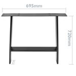 Pies rectangulares para mesa. Patas en acero negro 695 x 85 x 730 mm 2-pack - IP03100 - 03