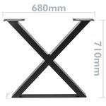 Pies en 'X' para mesa. Patas en acero negro 680 x 50 x 710 mm 2-pack - IP00300 - 03