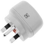 Adaptador enchufe Europa a Reino Unido tipo clavija schuko hembra a clavija BS1363 macho blanco - FE05700 - 07