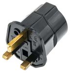 Adaptador enchufe Europa a Reino Unido tipo clavija schuko hembra a clavija BS1363 macho negro - FE05200 - 01