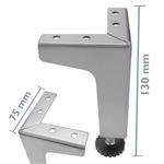 Pies esquineros para mesa y mueble. Patas en acero inoxidable de 107-130 mm 4-pack - IO09300 - 02