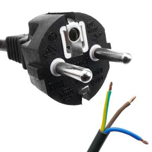 Cable de alimentación eléctrico H05VV-F 1.8m de enchufe schuko recto a bornes 3x1.50mm²