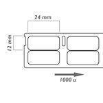 Rollo bobina de 1000 etiquetas adhesivas compatibles con Dymo S0722530 y 11353 24x12mm - BM09500 - 02