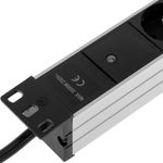 Regleta de enchufes para armario rack 19" 1U con 8 schuko aluminio - RE09100 - 02
