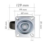 Rueda pivotante industrial de metal sin freno 100 mm - QR01400 - 03