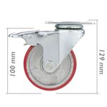 Ruedas pivotantes industriales de poliuretano y metal con freno 100 mm 2 unidades - QR04500 - 04