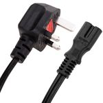 Cable eléctrico British Standard BS-1363-1 a IEC-60320-C7 de 1.8m negro - CL04100 - 05