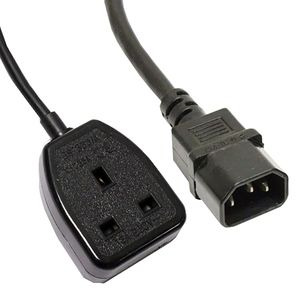 Cable eléctrico British Standard BS-1363-2 a IEC-60320-C14 de 0.4m negro