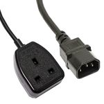 Cable eléctrico British Standard BS-1363-2 a IEC-60320-C14 de 0.4m negro - CL08200 - 01