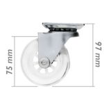 Rueda pivotante industrial de poliuretano y PVC transparente sin freno 75 mm - QR00200 - 04