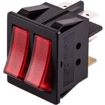 Interruptor luminoso basculante rojo dos canales DPDT 6 pin - TG12300 - 06