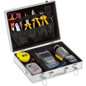 Maletín de aluminio con kit de herramientas para fibra óptica