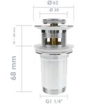Válvula de desagüe 9cm. Tapón para lavabo y baño universal G1-1/4 cromado - KS10300 - 02